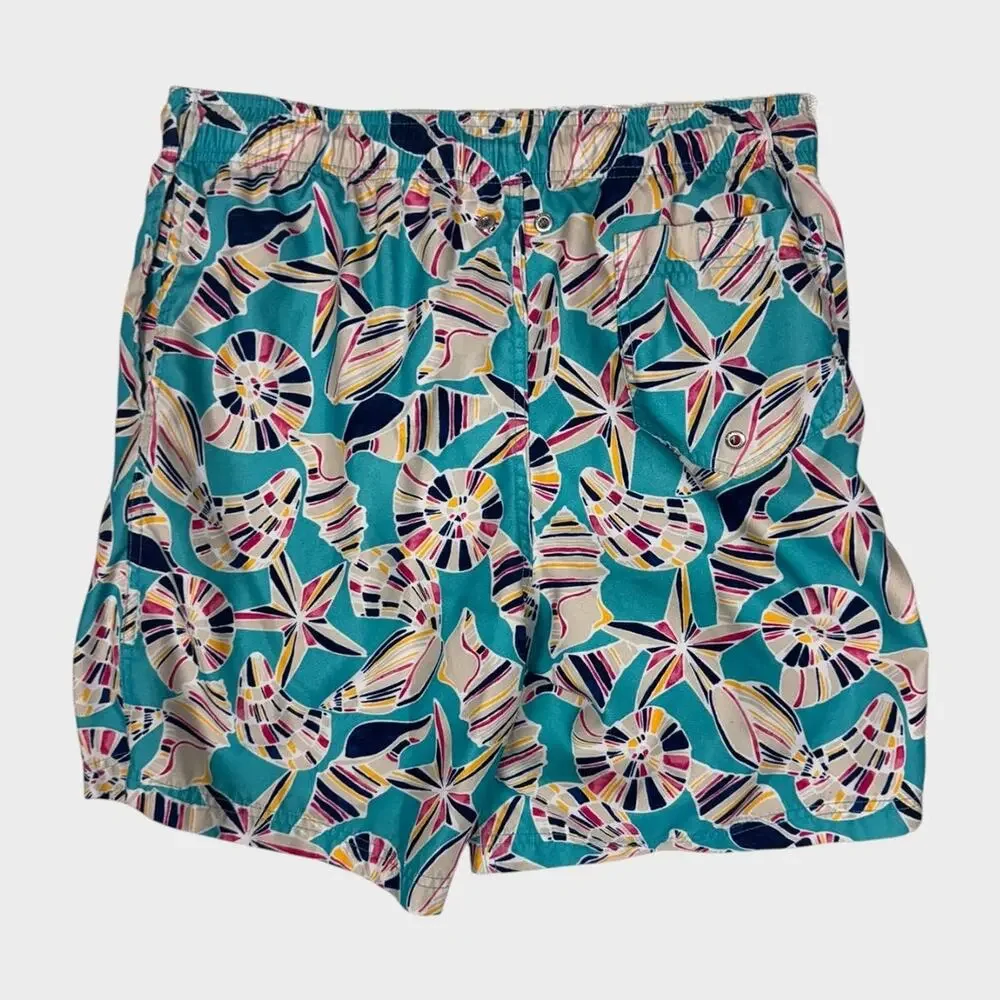 Lands' End Mens Medium 32-34 Seashells Print 100% Polyetser Net Lining Pocket
